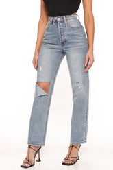On Your Own Straight Leg Jeans - Medium Wash Ins Street